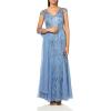 imageAlex Evenings Womens Long Fit and Flare Mother of The Bride Dress with Godet Detail Petite and Regular SizesVintage Blue