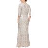 imageAlex Evenings Womens Long Sequin Dresses with  SleevesChampagne Ivory