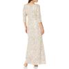 imageAlex Evenings Womens Long Sequin Dresses with  SleevesChampagne Ivory