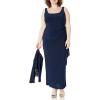 imageAlex Evenings Womens PlusSize Lace Bolero Jacket Dress with Side Ruched SkirtNavy Beaded Fringe
