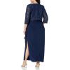 imageAlex Evenings Womens PlusSize Lace Bolero Jacket Dress with Side Ruched SkirtNavy Lace