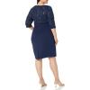 imageAlex Evenings Womens PlusSize Midi Length VNeck Shift Dress with SleevesNavy Tonal