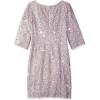 imageAlex Evenings Womens PlusSize Midi Length VNeck Shift Dress with SleevesVintage Peony