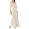 imageAlex Evenings Womens Long Sequin Dresses with  SleevesChampagne Ivory