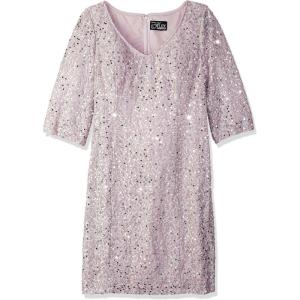 imageAlex Evenings Womens PlusSize Midi Length VNeck Shift Dress with SleevesVintage Peony