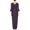 imageAlex Evenings Womens Slimming Long  Sleeve SideRuched DressAubergine