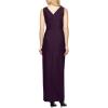 imageAlex Evenings Womens Slimming Long Side Ruched Mother of The Bride Dress WCascade Ruffle Skirt Petite and Regular SizesAubergine
