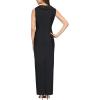 imageAlex Evenings Womens Slimming Long Side Ruched Mother of The Bride Dress WCascade Ruffle Skirt Petite and Regular SizesBlackSatin