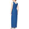 imageAlex Evenings Womens Slimming Long Side Ruched Mother of The Bride Dress WCascade Ruffle Skirt Petite and Regular SizesIndigo