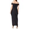 imageAlex Evenings Womens Slimming Long Side Ruched Mother of The Bride Dress WCascade Ruffle Skirt Petite and Regular SizesOff Shoulder Black