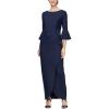 imageAlex Evenings Womens Slimming Long  Sleeve SideRuched DressNavy