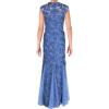 imageAlex Evenings Womens Long Fit and Flare Dress Godet Detail Petite and RegularAntique Blue