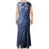 imageAlex Evenings Womens Long Fit and Flare Dress Godet Detail Petite and RegularAntique Blue