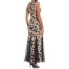 imageAlex Evenings Womens Long Fit and Flare Dress Godet Detail Petite and RegularBlackChampagne