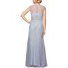 imageAlex Evenings Womens Long Fit and Flare Dress Godet Detail Petite and RegularLight BlueSilver