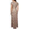 imageAlex Evenings Womens Long Rosette Mother of The Bride Dress with Short Sleeves Wedding Guest Petite and Regular SizesChampagne