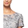 imageAlex Evenings Womens Long Rosette Mother of The Bride Dress with Short Sleeves Wedding Guest Petite and Regular SizesDove