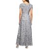 imageAlex Evenings Womens Long Rosette Mother of The Bride Dress with Short Sleeves Wedding Guest Petite and Regular SizesDove