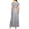 imageAlex Evenings Womens Long Rosette Mother of The Bride Dress with Short Sleeves Wedding Guest Petite and Regular SizesDove
