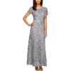 imageAlex Evenings Womens Long Rosette Mother of The Bride Dress with Short Sleeves Wedding Guest Petite and Regular SizesDove