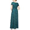 imageAlex Evenings Womens Long Rosette Mother of The Bride Dress with Short Sleeves Wedding Guest Petite and Regular SizesEmerald