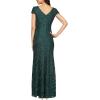 imageAlex Evenings Womens Long Rosette Mother of The Bride Dress with Short Sleeves Wedding Guest Petite and Regular SizesHunter Green  Corded Lace