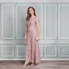imageAlex Evenings Womens Long Rosette Mother of The Bride Dress with Short Sleeves Wedding Guest Petite and Regular SizesRose