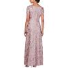 imageAlex Evenings Womens Long Rosette Mother of The Bride Dress with Short Sleeves Wedding Guest Petite and Regular SizesRose