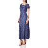 imageAlex Evenings Womens Long Rosette Mother of The Bride Dress with Short Sleeves Wedding Guest Petite and Regular SizesViolet