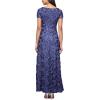 imageAlex Evenings Womens Long Rosette Mother of The Bride Dress with Short Sleeves Wedding Guest Petite and Regular SizesViolet