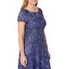 imageAlex Evenings Womens Long Rosette Mother of The Bride Dress with Short Sleeves Wedding Guest Petite and Regular SizesViolet