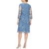 imageAlex Evenings Womens Midi Scoop Neck Shift Dress with Jacket Petite and RegularVintage Blue Large Floral