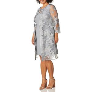 imageAlex Evenings Womens Midi Scoop Neck Shift Dress with Jacket Petite and RegularDove