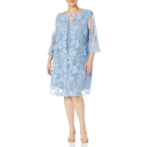 imageAlex Evenings Womens Midi Scoop Neck Shift Dress with Jacket Petite and RegularHydrangea
