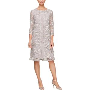 imageAlex Evenings Womens Midi Scoop Neck Shift Dress with Jacket Petite and RegularMinktaupe