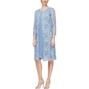 imageAlex Evenings Womens Midi Scoop Neck Shift Dress with Jacket Petite and RegularPeriwinkle