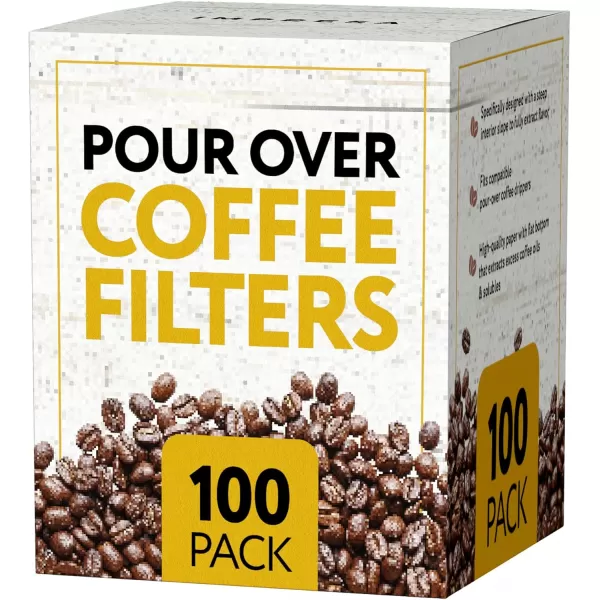 image100 Pack Impresa Pour Over Coffee Filter for Fellow Stagg XF Filters  White Impresa Tall Coffee Filters for Fellow Coffee Dripper Set  Flat Bottom Pour Over Filters  Pour Over Filter Pack