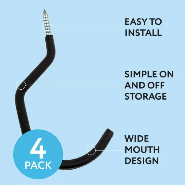 imageIMPRESA 4 Pack Heavy Duty Bike HookHanger  Wide Opening for All Bike Types  Easy OnOff  HooksHangers for Garage Ceiling and Wall Bicycle Storage and Hanging