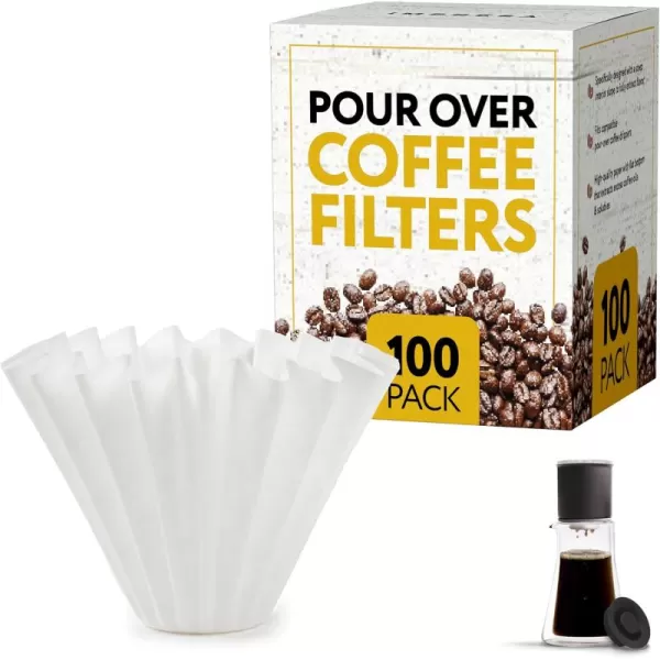 image100 Pack Impresa Pour Over Coffee Filter for Fellow Stagg XF Filters  White Impresa Tall Coffee Filters for Fellow Coffee Dripper Set  Flat Bottom Pour Over Filters  Pour Over Filter Pack