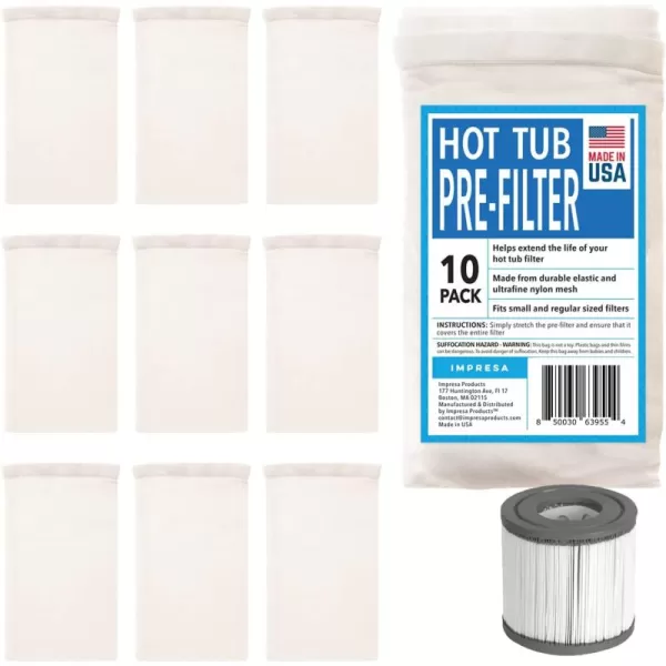 imageIMPRESA 10 Pack Pre Filter Hot Tub Socks to Extend The Filter Life  Made in USA  Spa Prefilter ampamp Pool Skimmer Socks for A Cleaner Soak  Ultrafine Mesh Pre Filter Sock  Easy to Install