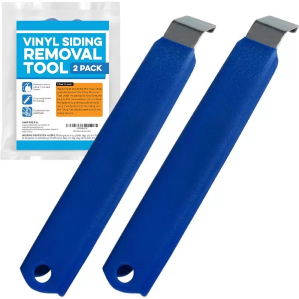 imageIMPRESA 2 Pack Vinyl Siding Removal Tool for Installation and Repair Extra Long NonSlip Grip Handle Easy Removal of Vinyl Sidings Without Damaging Siding HighQuality OnePiece Steel Zip Tool