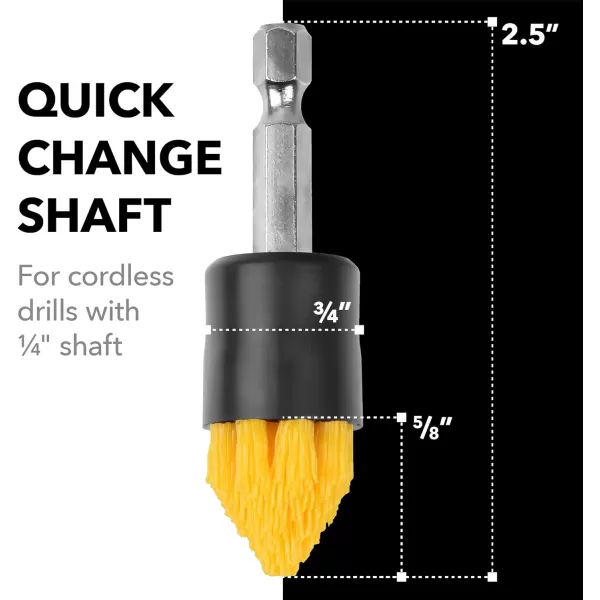 imageIMPRESA 4 Pack 75 W Drill Brush Attachment Set  2 Tapered ampamp 2 Flat  All Purpose Detail Brush Attachments for Cordless Drill  Tile ampamp Grout Drill  Drill Attachments for Cleaning 58quot L Bristles