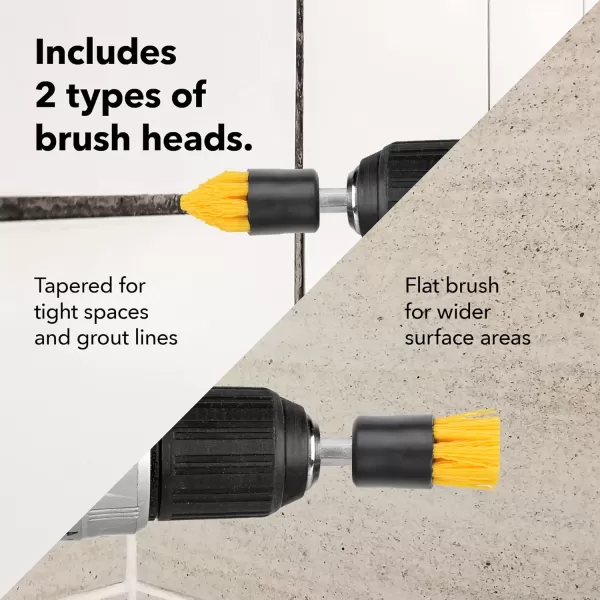 imageIMPRESA 4 Pack 75 W Drill Brush Attachment Set  2 Tapered ampamp 2 Flat  All Purpose Detail Brush Attachments for Cordless Drill  Tile ampamp Grout Drill  Drill Attachments for Cleaning 58quot L Bristles