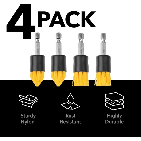 imageIMPRESA 4 Pack 75 W Drill Brush Attachment Set  2 Tapered ampamp 2 Flat  All Purpose Detail Brush Attachments for Cordless Drill  Tile ampamp Grout Drill  Drill Attachments for Cleaning 58quot L Bristles