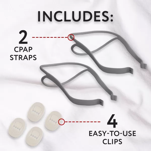 imageImpresa Replacement Headgear for CPAP Mask  Includes 2 Elastic Mask Straps and 4 Adjustable Clips  Compatible with ResMed Airfit P10 Nasal Pillow 6 Pieces Total