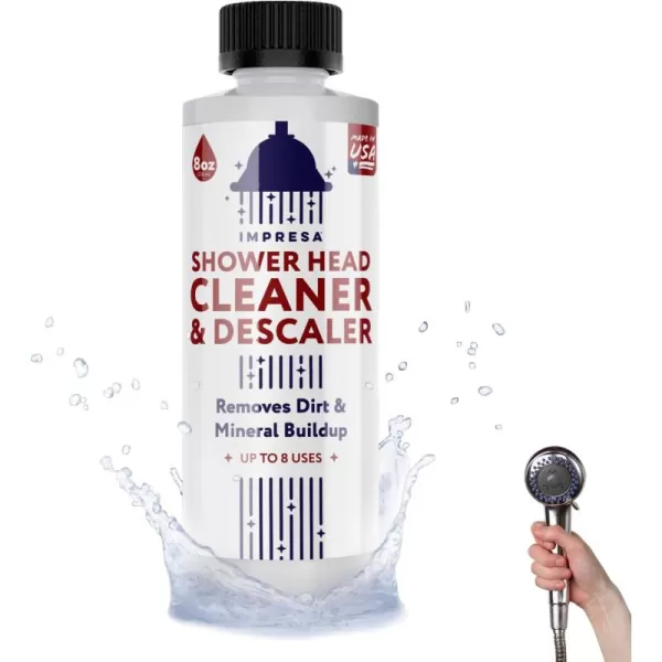 image8 Uses Shower Head Cleaner Solution  Universal Limescale Remover for Shower Head  Calcium Lime Rust Remover for Better Water Flow  Made in USA Hard Water Shower Cleaner  Bathroom Cleaning Supplies