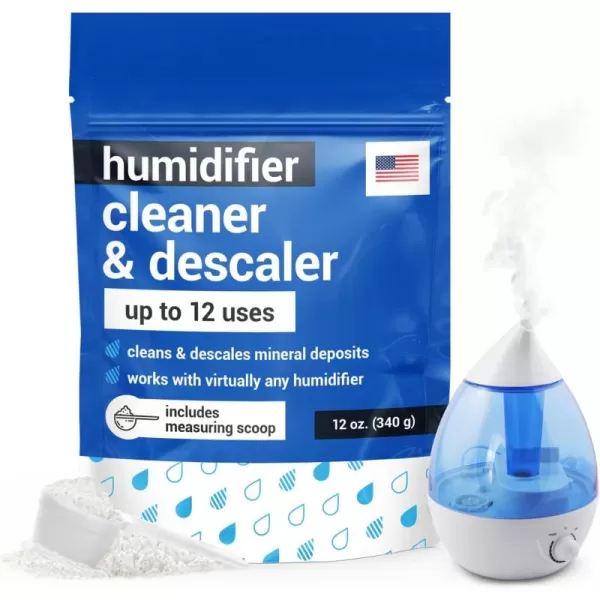 imageHumidifier Cleaner and Descaler Powder  Easy to Clean Humidifier Descaling Powder  Made in USA Humidifier Tank Cleaner  Descaler for Humidifier Demineralization  Humidifier Cleaning 12 Uses