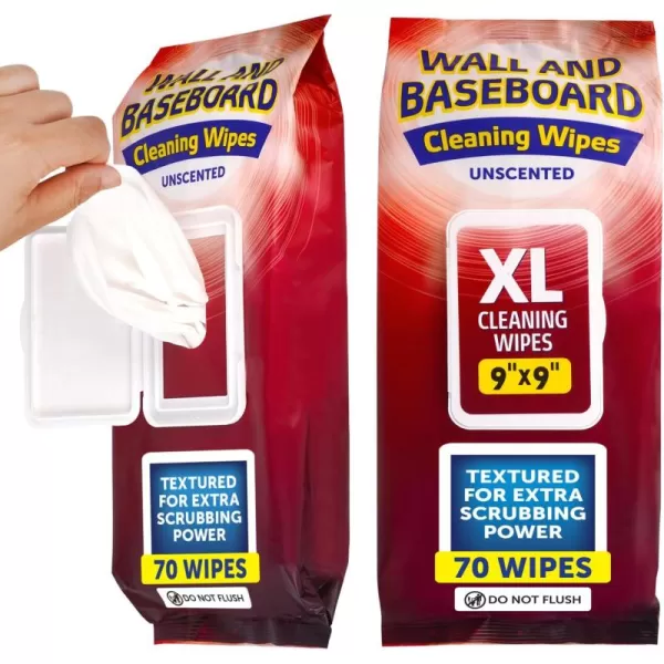 imageIMPRESA 2 Pack XL Wall and Baseboard Cleaner Wipes  Wall Cleaner for Dirty Walls ampamp Baseboards  Wall Cleaner for Painted Walls  Wall Stain Remover ampamp Baseboard Cleaning  Cleaning Wipes  140 CT