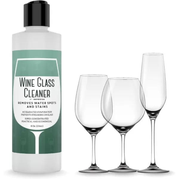 imageIMPRESA Concentrated Wine Glass Cleaning Liquid  Unscented  Eliminates Streaks  Removes Water Spots Stains and Cloudy Glass  Great for The Wine Enthusiast  Made in USA