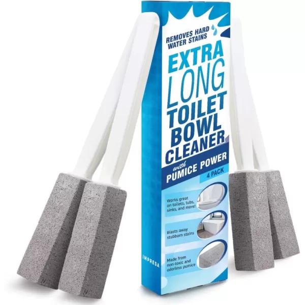 imageImpresa  2 Pack Pumice Stone Toilet Bowl Cleaner with Extra Long Handle  Limescale Remover  Brush Wand for Bathroom  Also Cleans BBQ Grills Tiles Grout and Swimming Pools4 Count Pack of 1